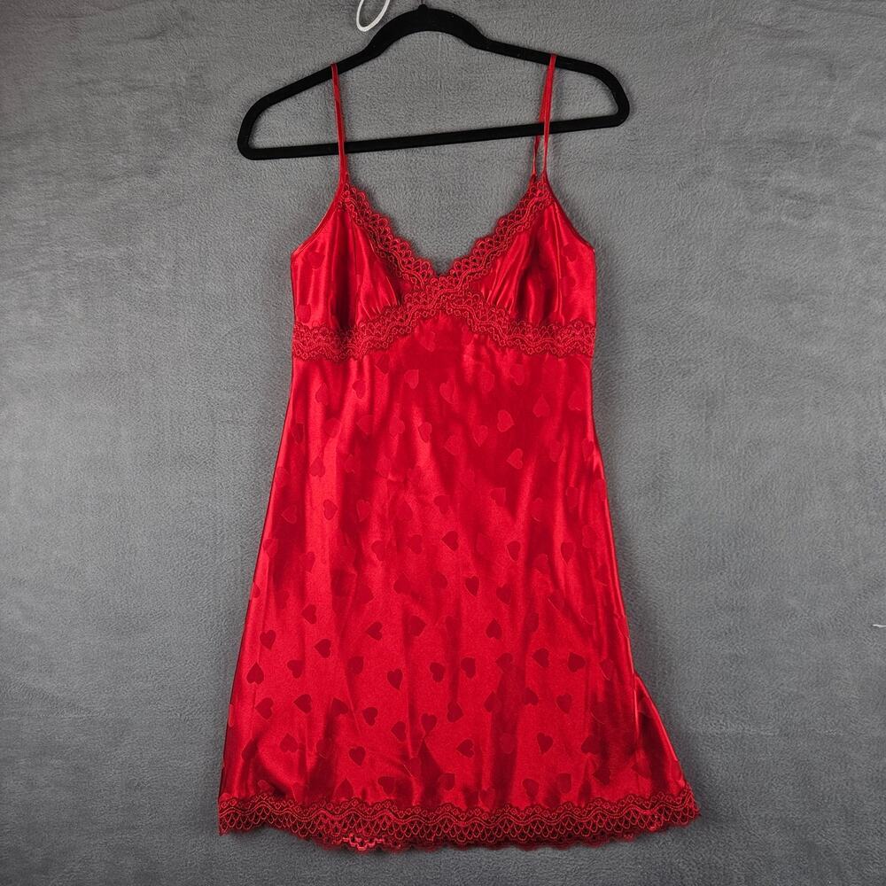 Valentine Red‎ Heart Babydoll Slip Dress Romantic Jaclyn Smith Sz Small Feminine